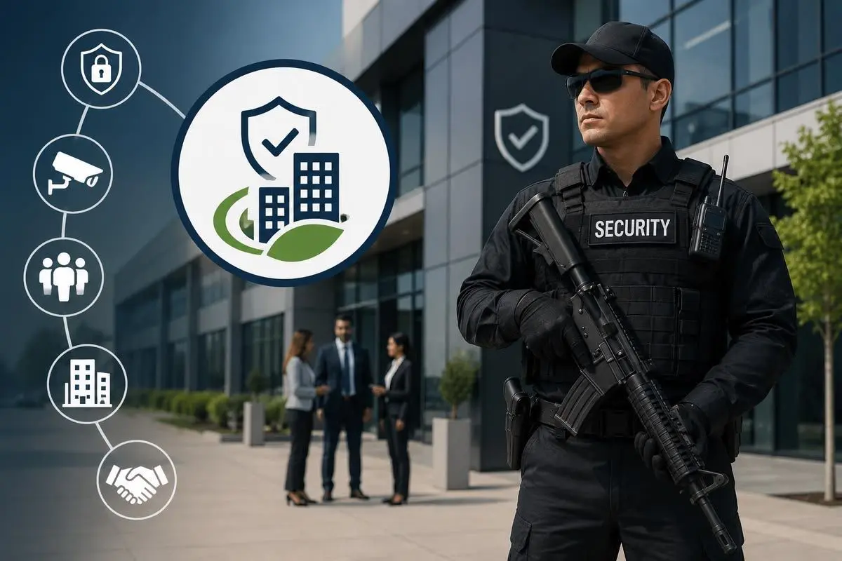 Professional security officer protecting a commercial property