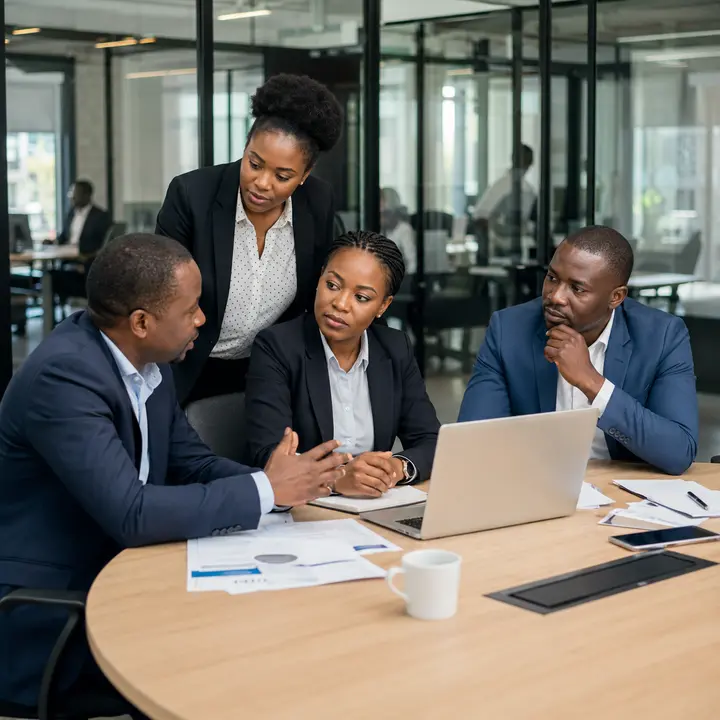 Business colleagues collaborating in a modern office